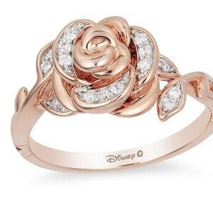 Enchanted Disney Belle 1/10 CT. T.W. Diamond Rose Ring in 10K Rose Gold